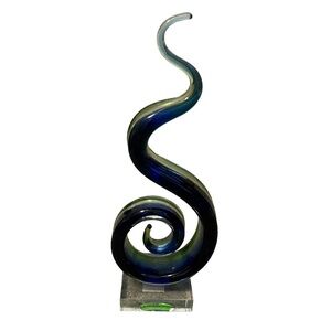 Gorgeous Vintage Murano Glass Swirl‎ Sculpture, Green, Blue & Clear Twist, Italy